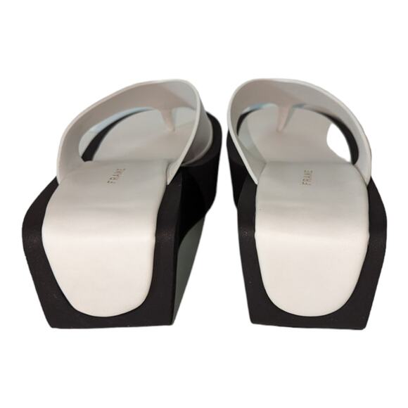 Frame Le Ocean Thong Platform Y2K Vibe White Black Leather Size 40.5 US 9.5 - Picture 4 of 13